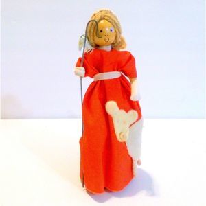 Vintage Little Bo Peep Folk Art Wooden Doll